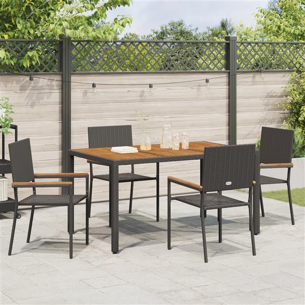 Grote foto vidaxl 5 delige tuinset met eettafel in zwart poly rattan tuin en terras tuinmeubelen