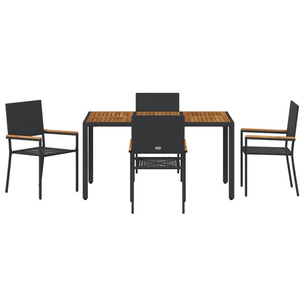 Grote foto vidaxl 5 delige tuinset met eettafel in zwart poly rattan tuin en terras tuinmeubelen