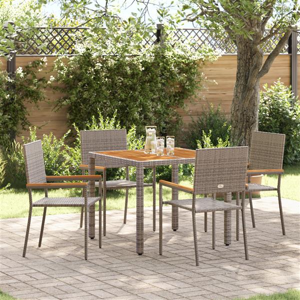 Grote foto vidaxl 5 delige tuin eetset grijs poly riet tuin en terras tuinmeubelen