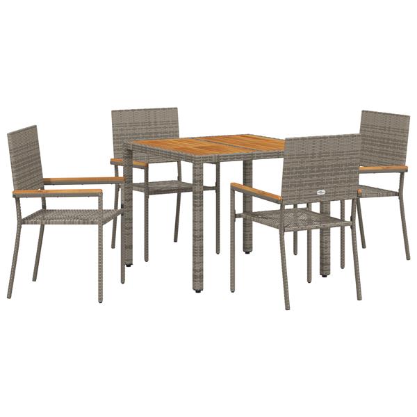 Grote foto vidaxl 5 delige tuin eetset grijs poly riet tuin en terras tuinmeubelen