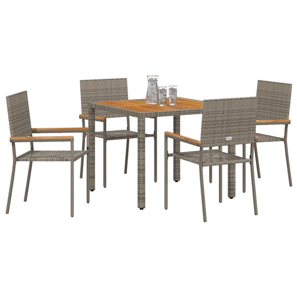 Grote foto vidaxl 5 delige tuin eetset grijs poly riet tuin en terras tuinmeubelen