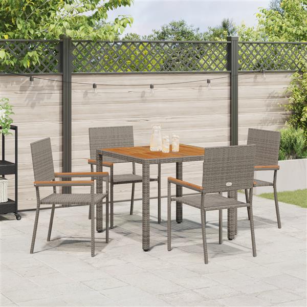 Grote foto vidaxl 5 delige tuin eetset grijs poly riet tuin en terras tuinmeubelen