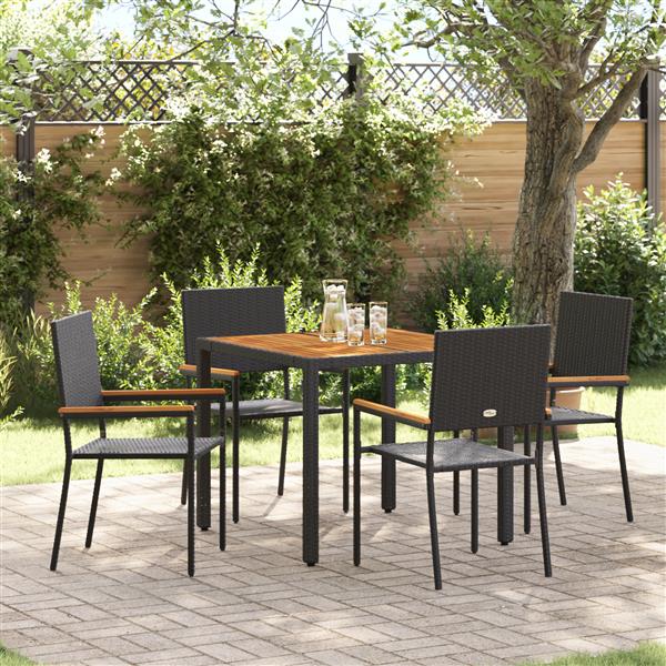Grote foto vidaxl 5 delige tuin eetset zwart poly rattan tuin en terras tuinmeubelen