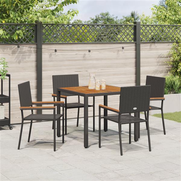 Grote foto vidaxl 5 delige tuin eetset zwart poly rattan tuin en terras tuinmeubelen