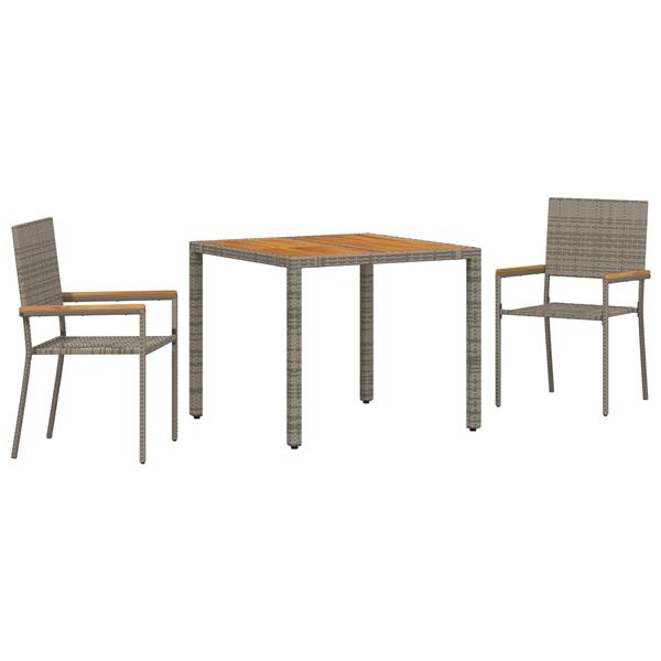 Grote foto vidaxl 3 delige tuin eetset grijs poly rattan tuin en terras tuinmeubelen