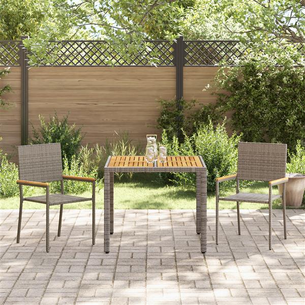 Grote foto vidaxl 3 delige tuin eetset grijs poly rattan tuin en terras tuinmeubelen