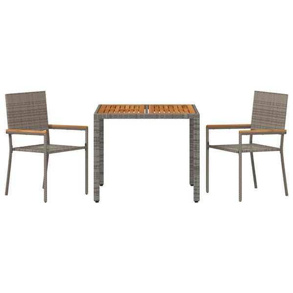 Grote foto vidaxl 3 delige tuin eetset grijs poly rattan tuin en terras tuinmeubelen