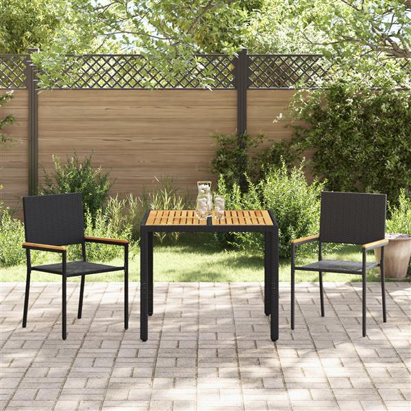 Grote foto vidaxl 3 delige tuin eetset zwart poly rattan tuin en terras tuinmeubelen