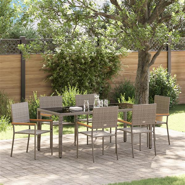 Grote foto vidaxl 7 delige tuinset poly rattan grijs tuin en terras tuinmeubelen
