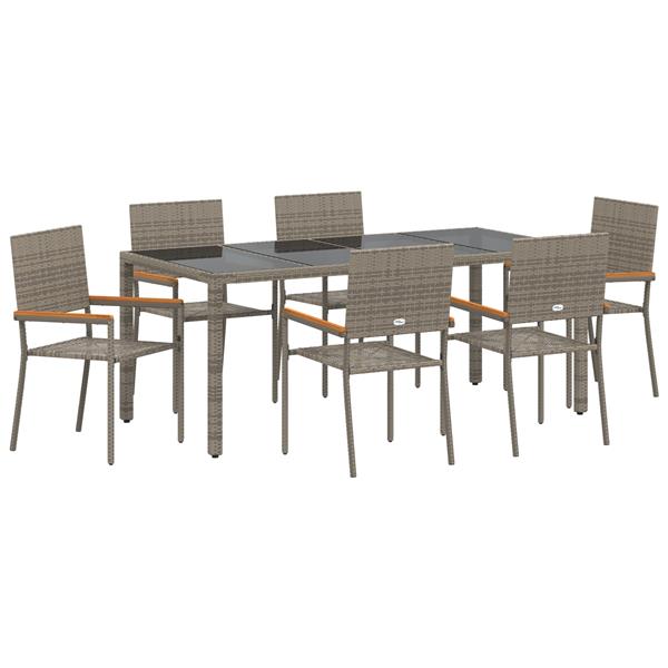 Grote foto vidaxl 7 delige tuinset poly rattan grijs tuin en terras tuinmeubelen