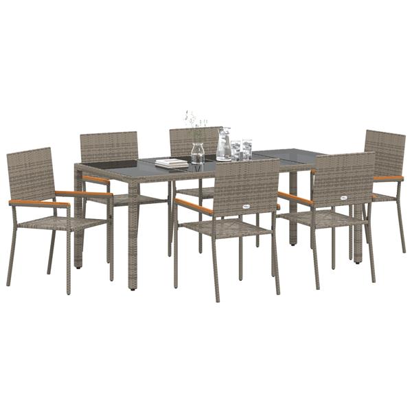 Grote foto vidaxl 7 delige tuinset poly rattan grijs tuin en terras tuinmeubelen