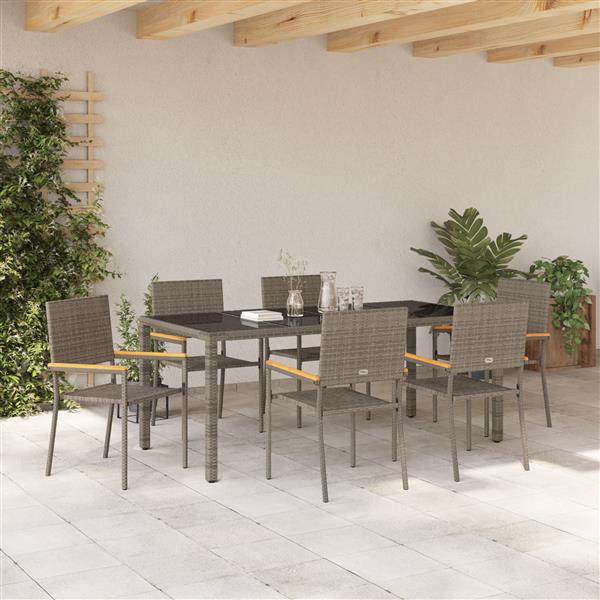 Grote foto vidaxl 7 delige tuinset poly rattan grijs tuin en terras tuinmeubelen