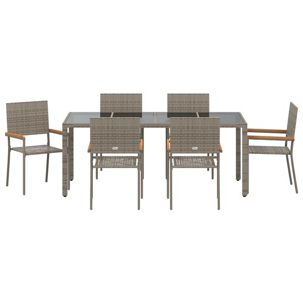 Grote foto vidaxl 7 delige tuinset poly rattan grijs tuin en terras tuinmeubelen