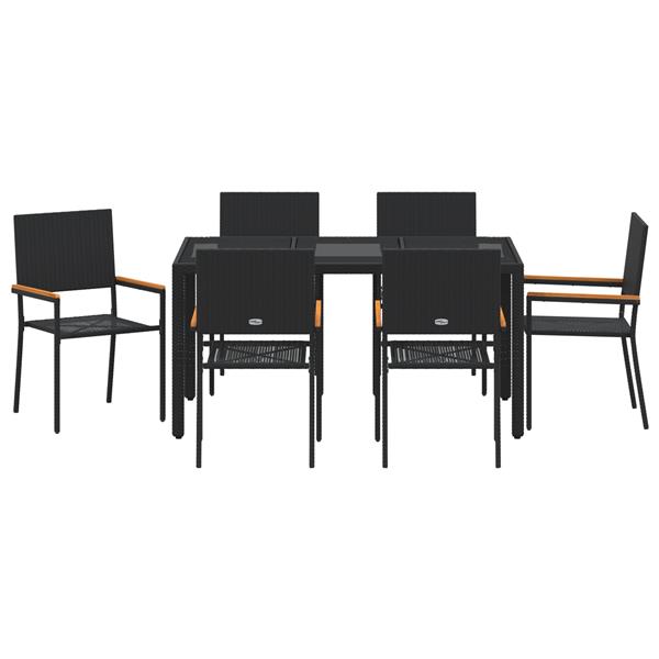 Grote foto vidaxl 7 delige tuinset poly rattan zwart tuin en terras tuinmeubelen