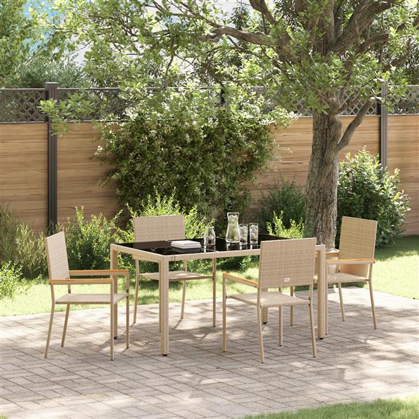 Grote foto vidaxl 5 delige tuinset poly rattan beige tuin en terras tuinmeubelen