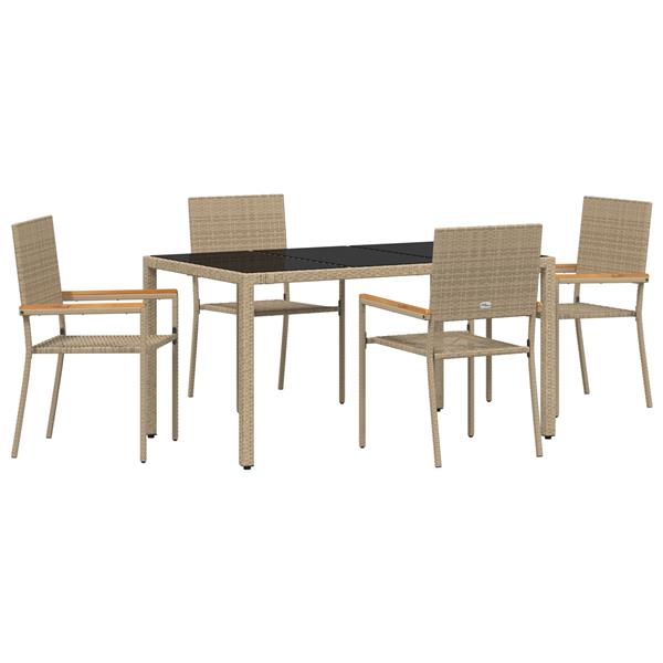 Grote foto vidaxl 5 delige tuinset poly rattan beige tuin en terras tuinmeubelen