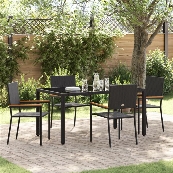 Grote foto vidaxl 5 delige tuinset poly rattan zwart tuin en terras tuinmeubelen