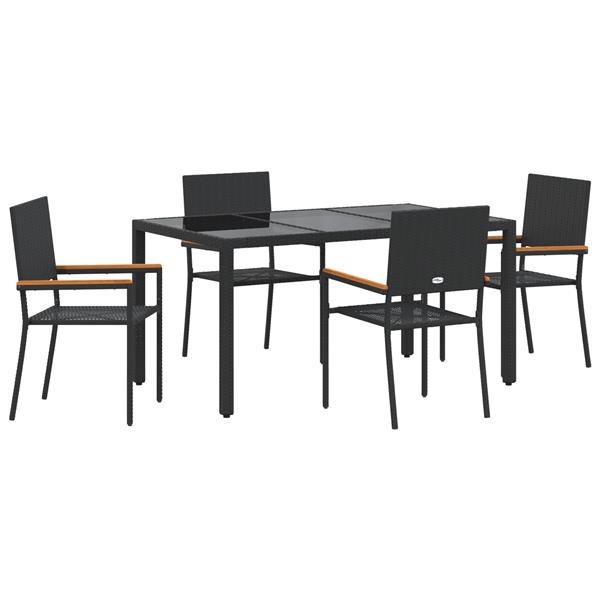 Grote foto vidaxl 5 delige tuinset poly rattan zwart tuin en terras tuinmeubelen