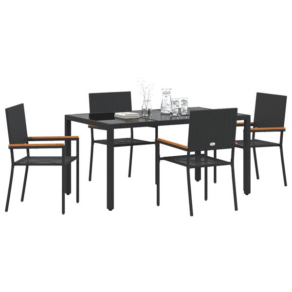 Grote foto vidaxl 5 delige tuinset poly rattan zwart tuin en terras tuinmeubelen