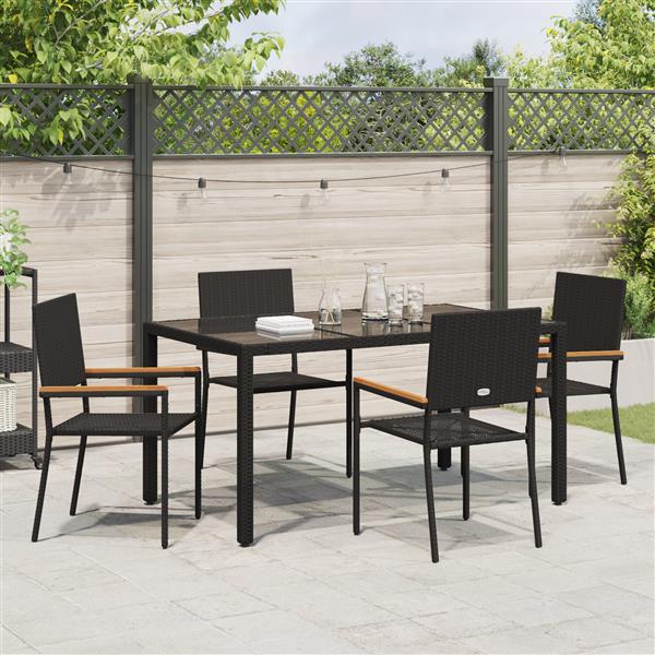 Grote foto vidaxl 5 delige tuinset poly rattan zwart tuin en terras tuinmeubelen