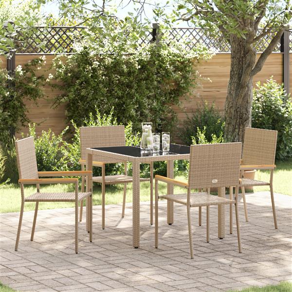Grote foto vidaxl 5 delige tuinset poly rattan beige tuin en terras tuinmeubelen
