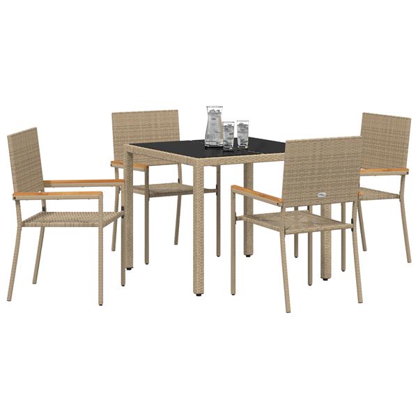 Grote foto vidaxl 5 delige tuinset poly rattan beige tuin en terras tuinmeubelen