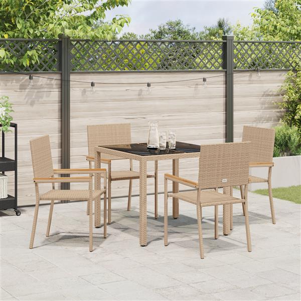 Grote foto vidaxl 5 delige tuinset poly rattan beige tuin en terras tuinmeubelen