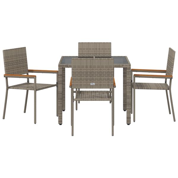 Grote foto vidaxl 5 delige tuinset poly rattan grijs tuin en terras tuinmeubelen