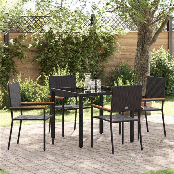 Grote foto vidaxl 5 delige tuinset poly rattan zwart tuin en terras tuinmeubelen
