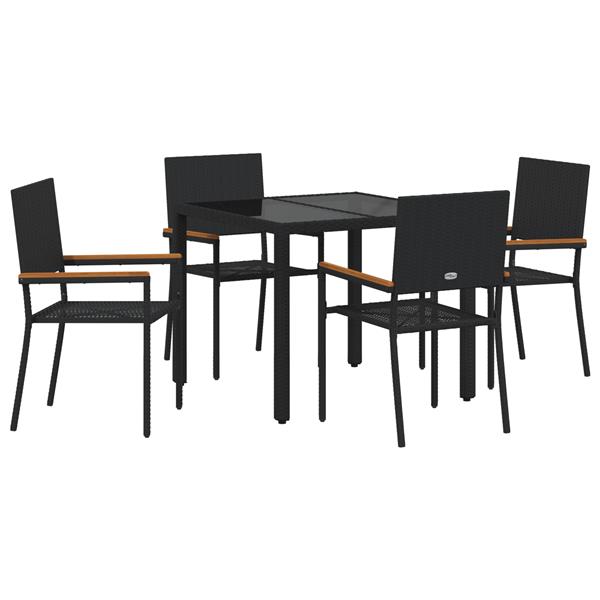 Grote foto vidaxl 5 delige tuinset poly rattan zwart tuin en terras tuinmeubelen