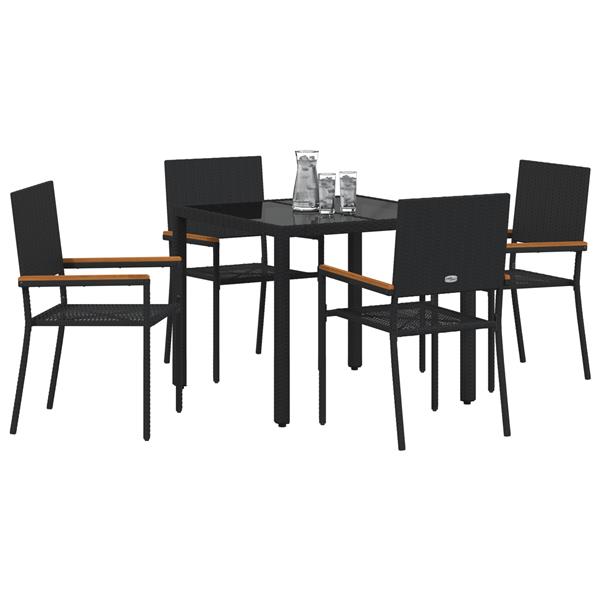 Grote foto vidaxl 5 delige tuinset poly rattan zwart tuin en terras tuinmeubelen