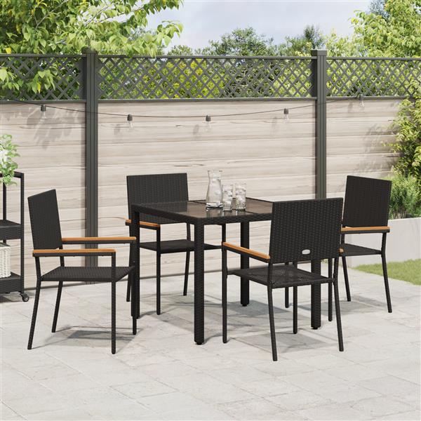 Grote foto vidaxl 5 delige tuinset poly rattan zwart tuin en terras tuinmeubelen