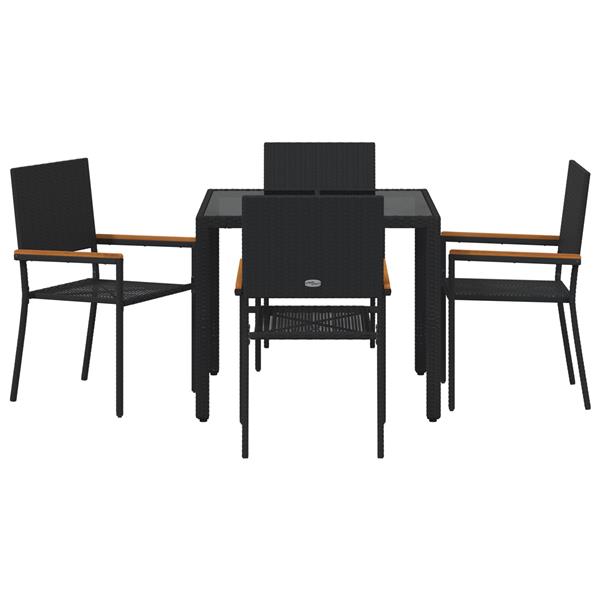 Grote foto vidaxl 5 delige tuinset poly rattan zwart tuin en terras tuinmeubelen