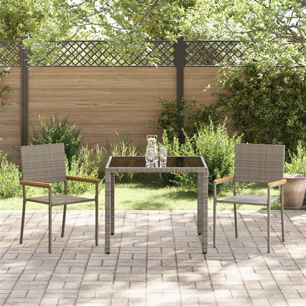 Grote foto vidaxl 3 delige tuinset poly rattan grijs tuin en terras tuinmeubelen