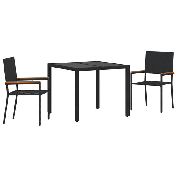 Grote foto vidaxl 3 delige tuinset poly rattan zwart tuin en terras tuinmeubelen