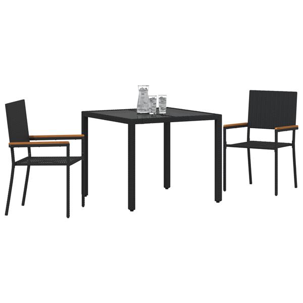 Grote foto vidaxl 3 delige tuinset poly rattan zwart tuin en terras tuinmeubelen