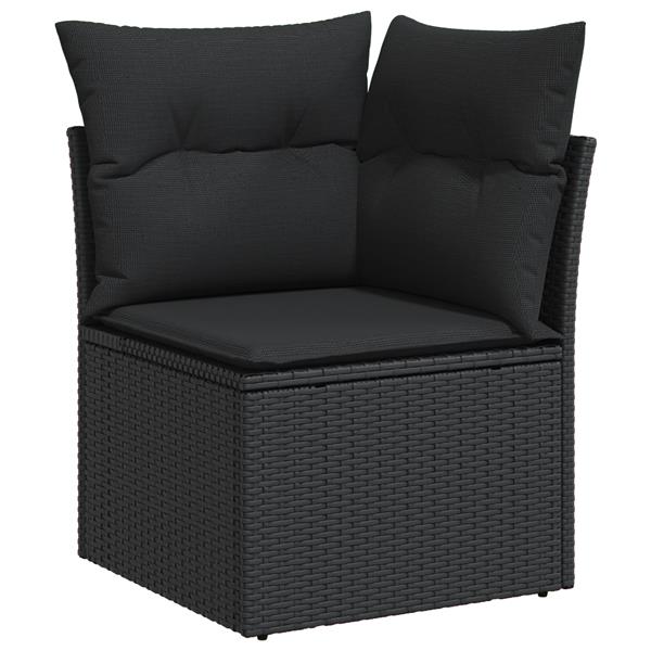 Grote foto vidaxl 6 delige tuinset met kussens zwart poly rattan tuin en terras tuinmeubelen