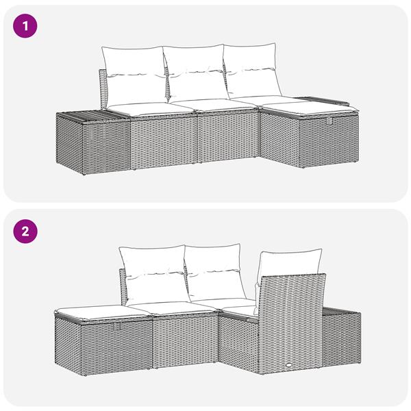 Grote foto vidaxl 4 delige tuinbankenset met kussens poly rattan beige tuin en terras tuinmeubelen