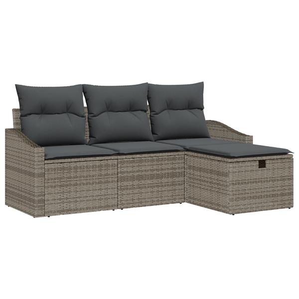 Grote foto vidaxl 4 delige tuinbankenset met kussens poly rattan grijs tuin en terras tuinmeubelen
