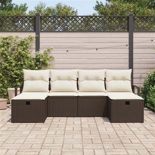 Grote foto vidaxl 6 delige tuinset met kussens bruin poly rattan tuin en terras tuinmeubelen