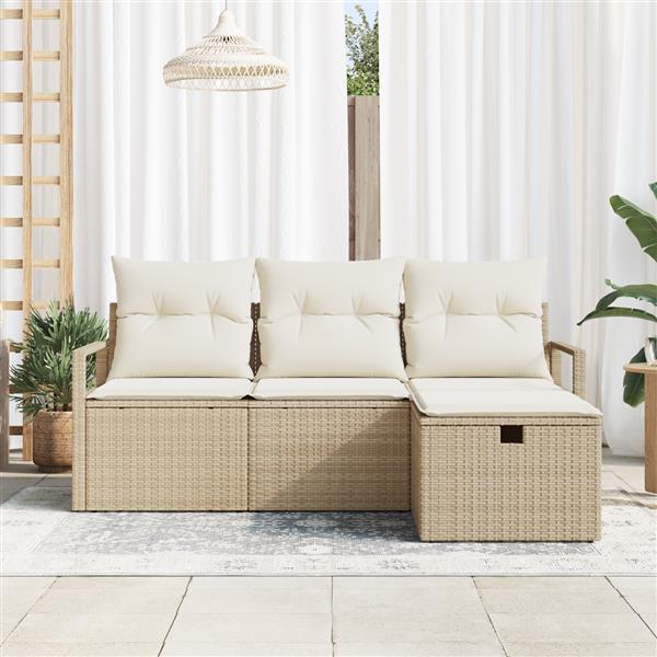 Grote foto vidaxl 4 delige tuinset met kussens in beige poly rattan tuin en terras tuinmeubelen