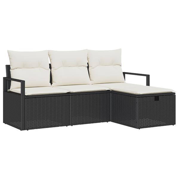 Grote foto vidaxl 4 delige tuinsofa set met kussens zwart poly rattan tuin en terras tuinmeubelen