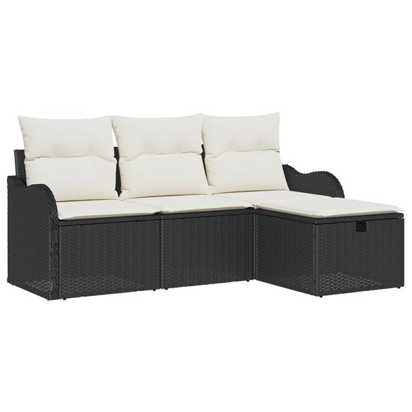Grote foto vidaxl 4 delige tuinsofa set met kussens zwart poly rattan tuin en terras tuinmeubelen