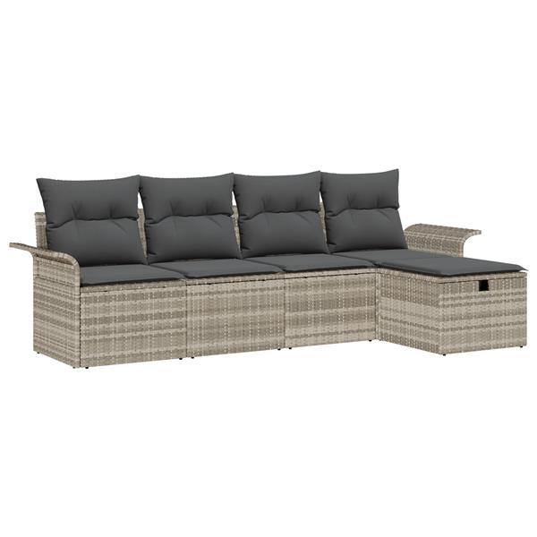 Grote foto vidaxl 5 delige tuinsofa set met kussens lichtgrijs poly rattan tuin en terras tuinmeubelen