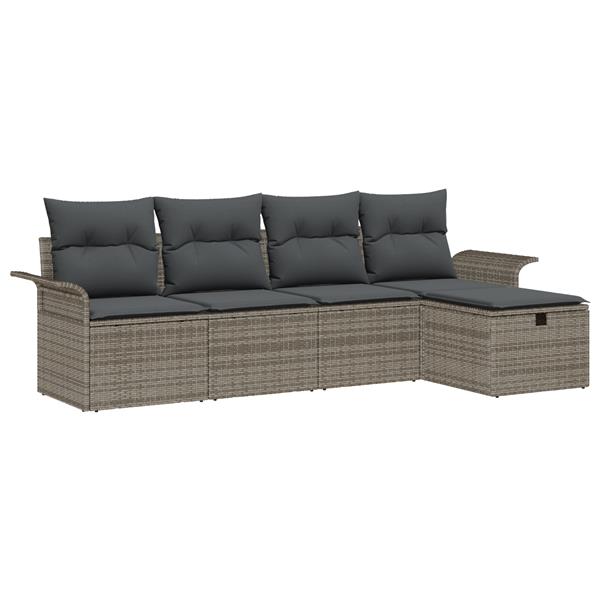 Grote foto vidaxl 5 delige tuinset met kussens in grijs poly rattan tuin en terras tuinmeubelen