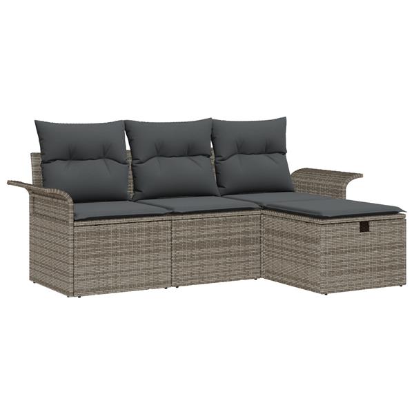 Grote foto vidaxl 4 delige tuinset met kussens in grijs poly rattan tuin en terras tuinmeubelen