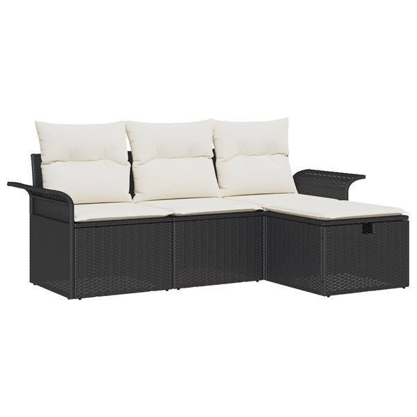 Grote foto vidaxl 4 delige tuinsofa set met kussens in zwart poly rattan tuin en terras tuinmeubelen
