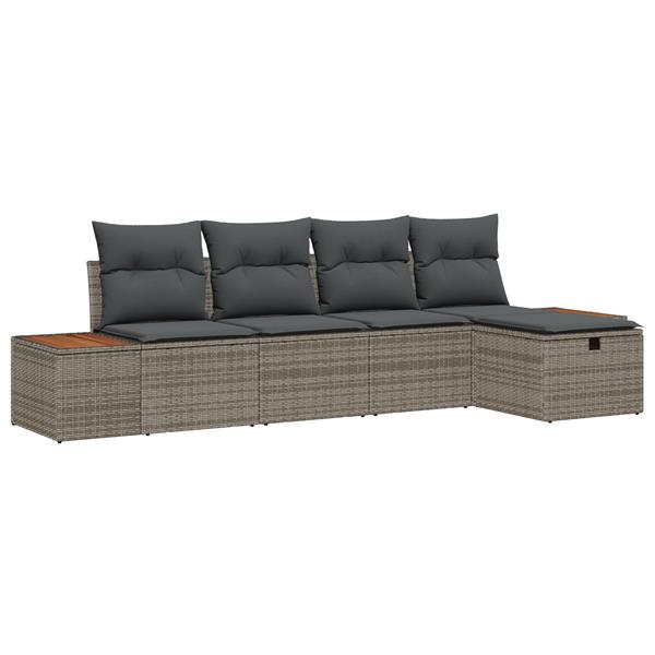 Grote foto vidaxl 5 delige tuinset met kussens in grijs poly rattan tuin en terras tuinmeubelen