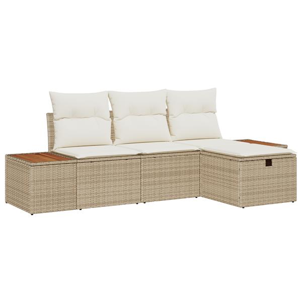 Grote foto vidaxl 4 delige tuinbankenset met kussens poly rattan beige tuin en terras tuinmeubelen