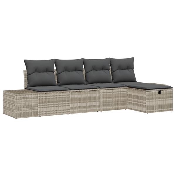 Grote foto vidaxl 5 delige tuinsofa set met kussens in lichtgrijs poly rattan tuin en terras tuinmeubelen